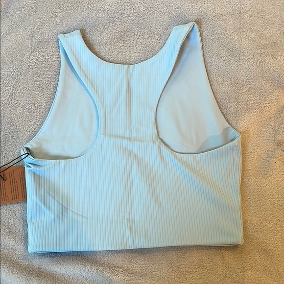 NEW Girlfriend Collective Blue Ribbed Women's Cropped Athletic Top - Picture 5 of 6